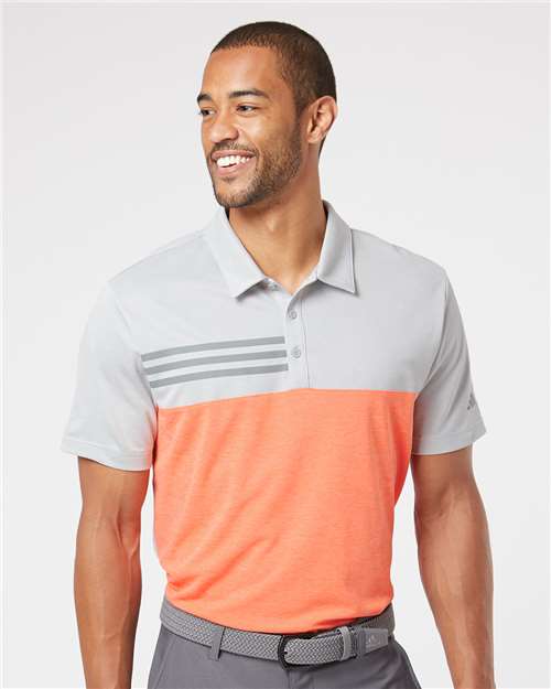 Men's Heathered Colorblocked 3-Stripes Polo - Adidas – A508