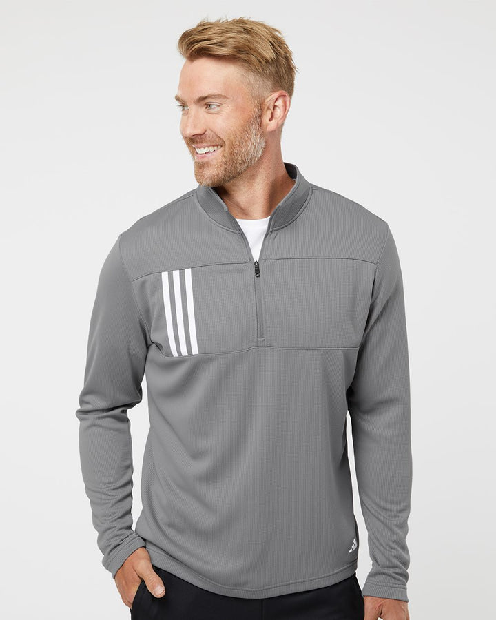 Men's 3-Stripes Double-Knit Quarter-Zip Pullover - Adidas - A482
