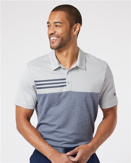 Men's Heathered Colorblocked 3-Stripes Polo - Adidas – A508