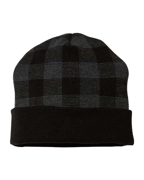USA-Made Plaid Beanie - CAP AMERICA