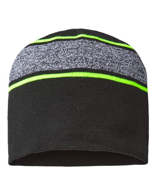 USA-Made Variegated Striped Beanie - CAP AMERICA