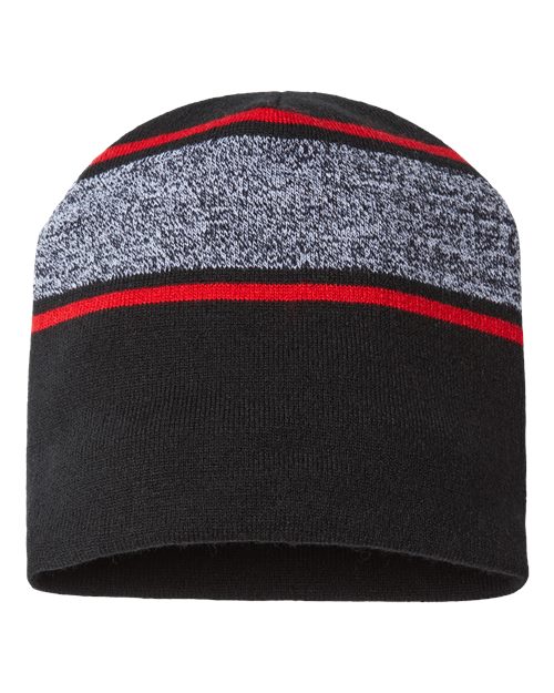 USA-Made Variegated Striped Beanie - CAP AMERICA