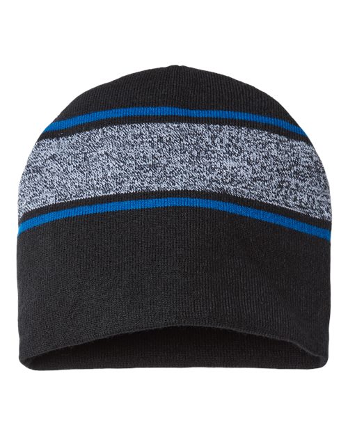 USA-Made Variegated Striped Beanie - CAP AMERICA