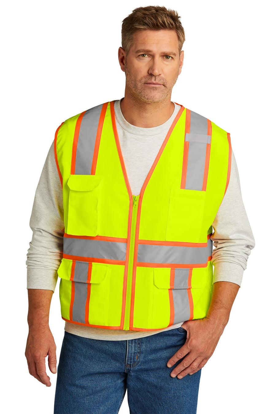 CornerStone  ANSI 107 Class 2 Surveyor Zippered Two-Tone VestCSV105