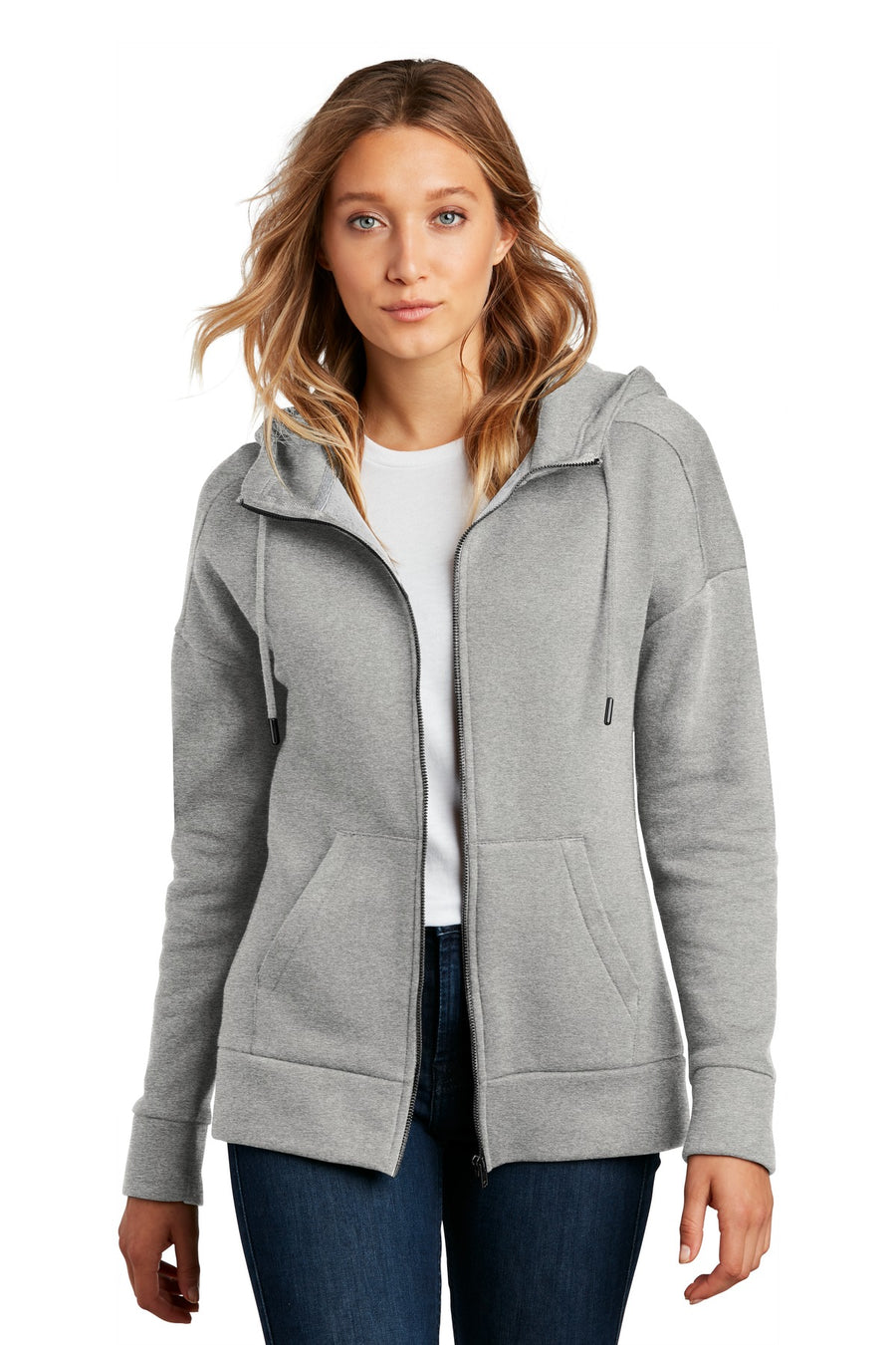 District  ®  Women's Perfect Weight  ®  Fleece Drop Shoulder Full-Zip Hoodie DT1104