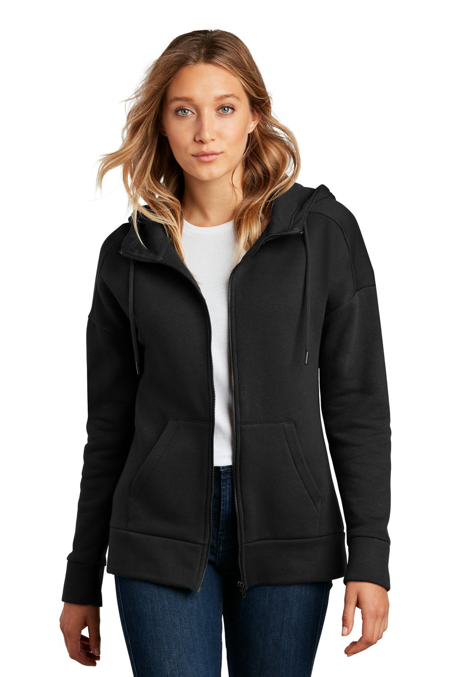 District  ®  Women's Perfect Weight  ®  Fleece Drop Shoulder Full-Zip Hoodie DT1104