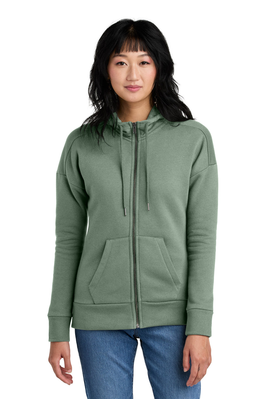 District  ®  Women's Perfect Weight  ®  Fleece Drop Shoulder Full-Zip Hoodie DT1104