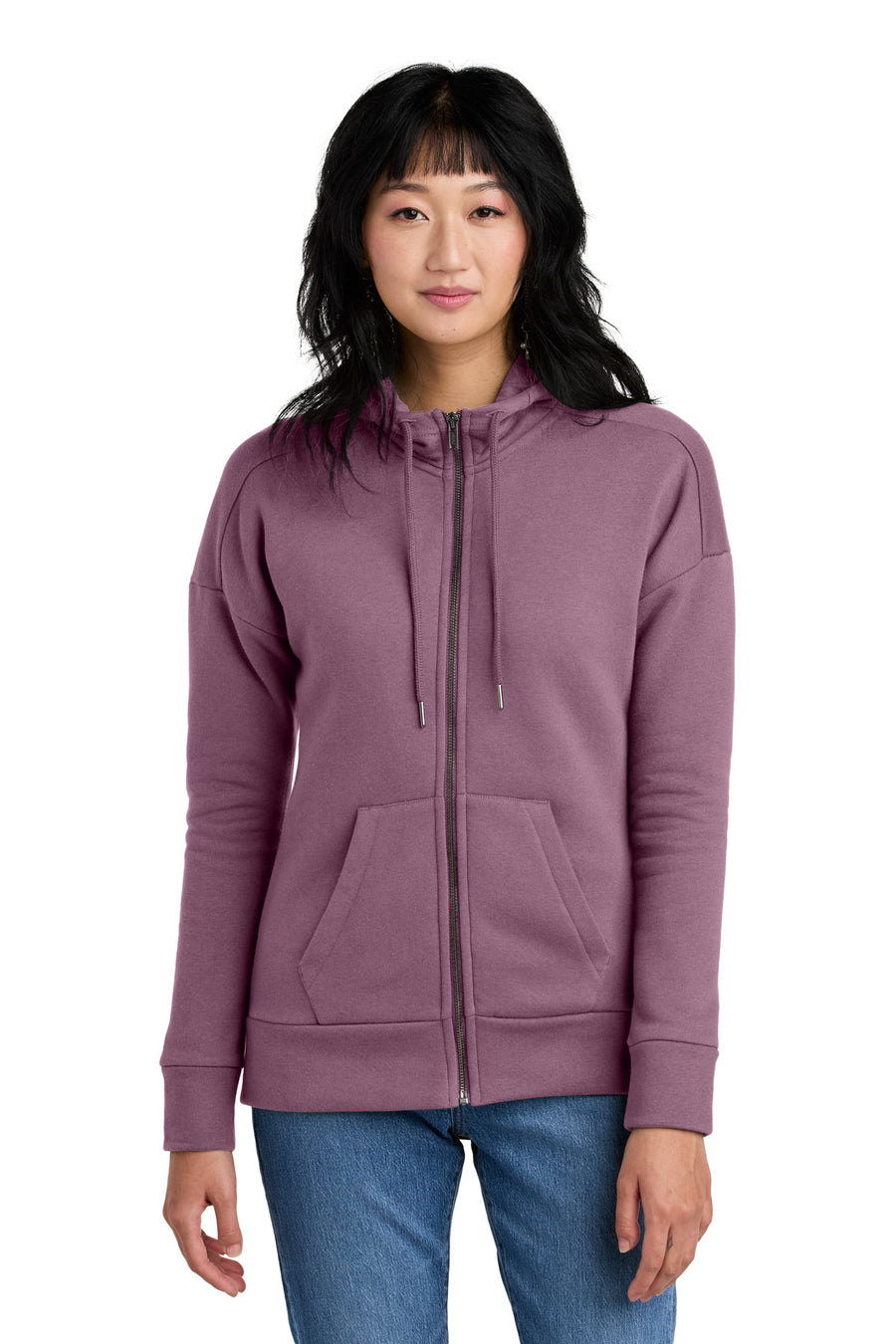 District  ®  Women's Perfect Weight  ®  Fleece Drop Shoulder Full-Zip Hoodie DT1104