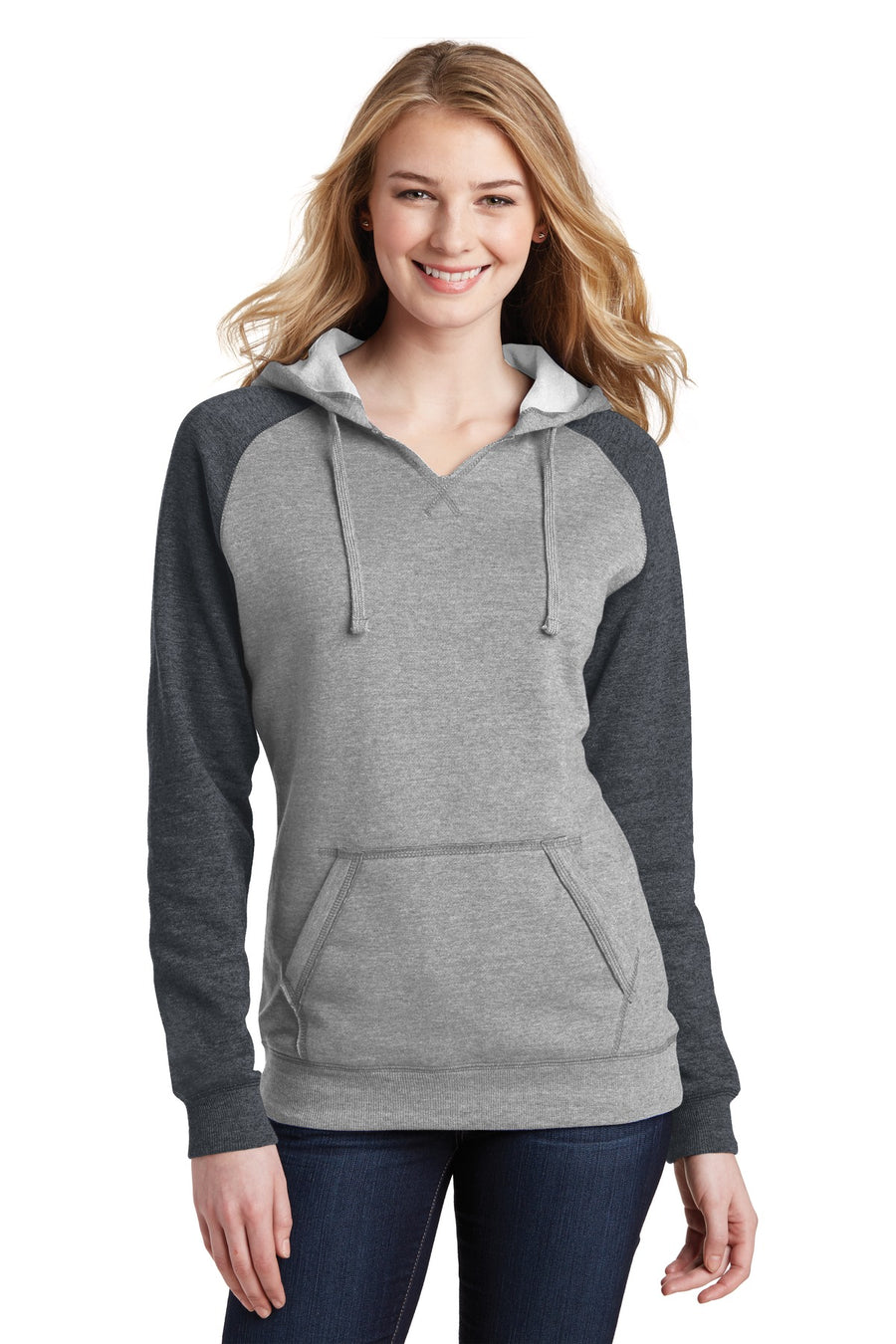 District ®  Women's Lightweight Fleece Raglan Hoodie.  DT296