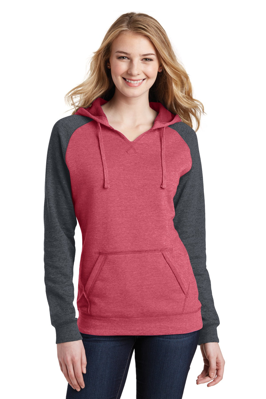 District ®  Women's Lightweight Fleece Raglan Hoodie.  DT296