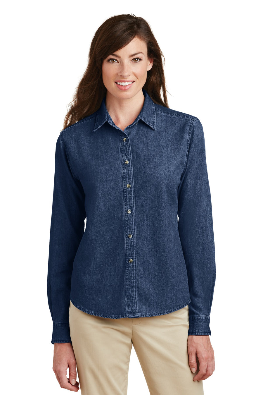 Port & Company ®  Women's Long Sleeve Value Denim Shirt.  LSP10