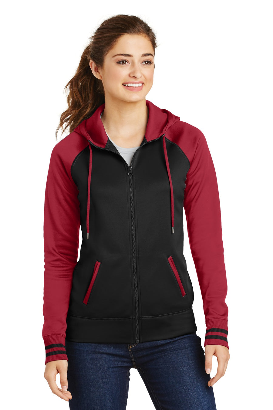 Sport-Tek ®  Women's Sport-Wick ®  Varsity Fleece Full-Zip Hooded Jacket. LST236