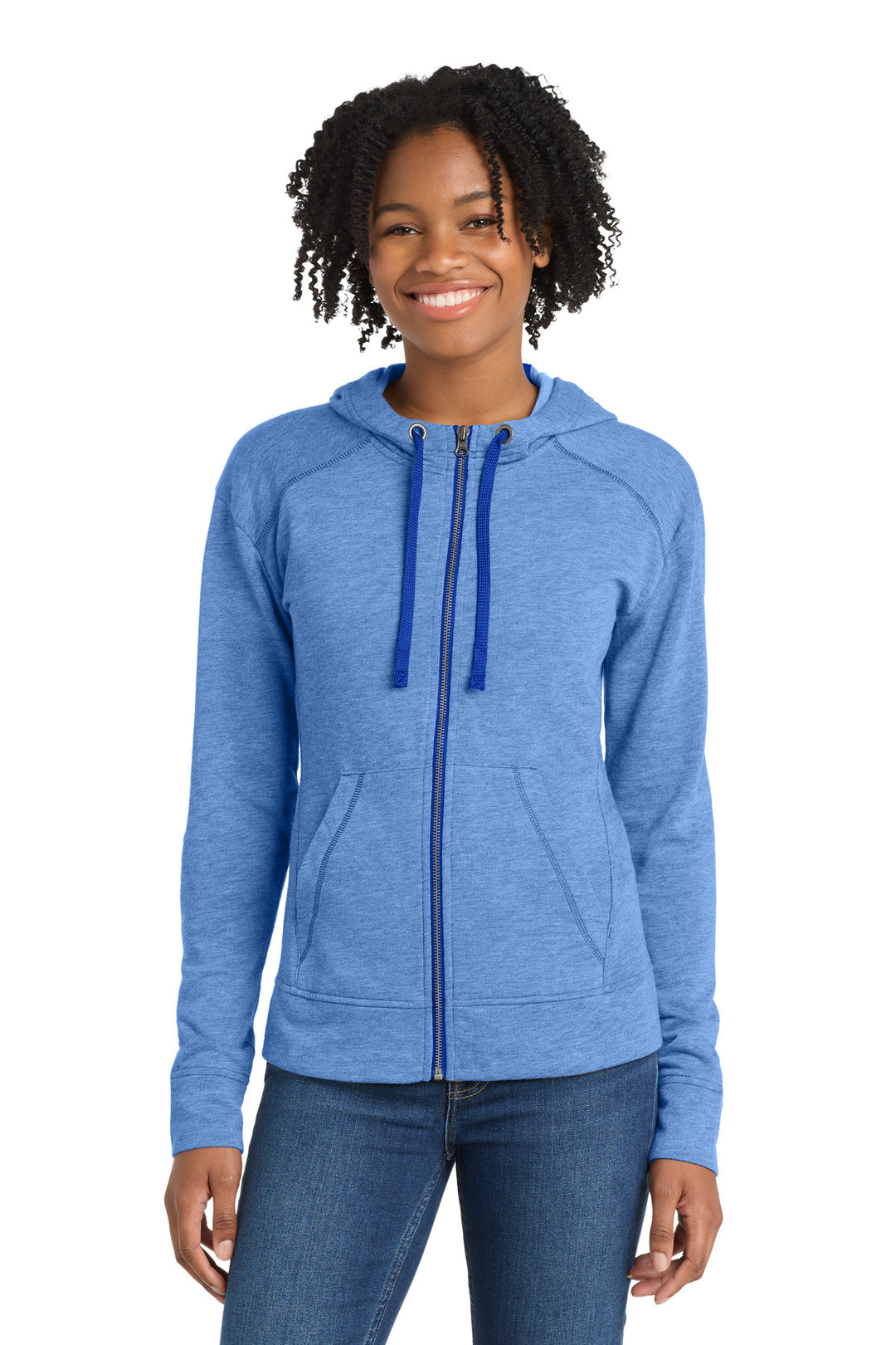 Sport-Tek  ®  Women's PosiCharge  ®  Tri-Blend Wicking Fleece Full-Zip Hooded Jacket LST293