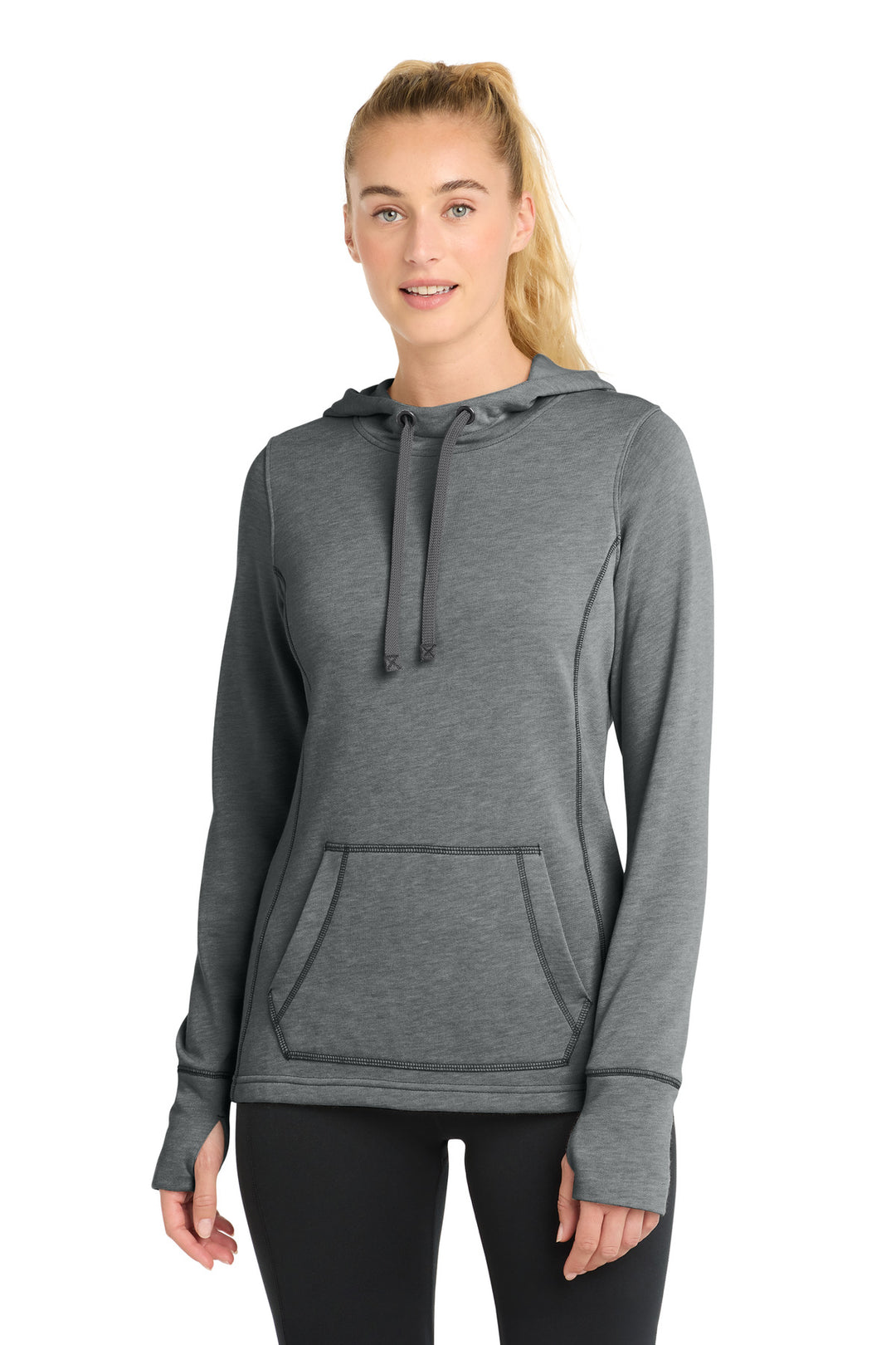Sport-Tek  ®  Women's PosiCharge  ®  Tri-Blend Wicking Fleece Hooded Pullover. LST296