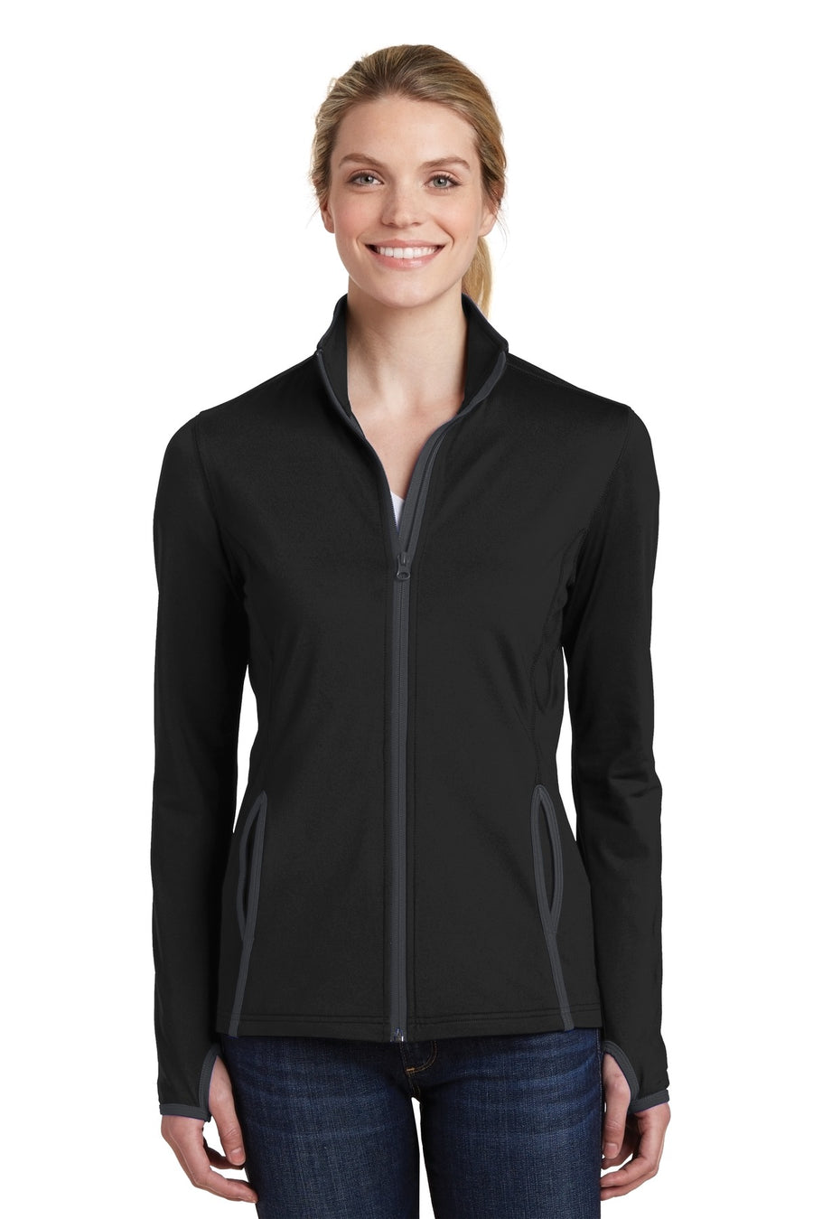 Sport-Tek ®  Women's Sport-Wick ®  Stretch Contrast Full-Zip Jacket.  LST853