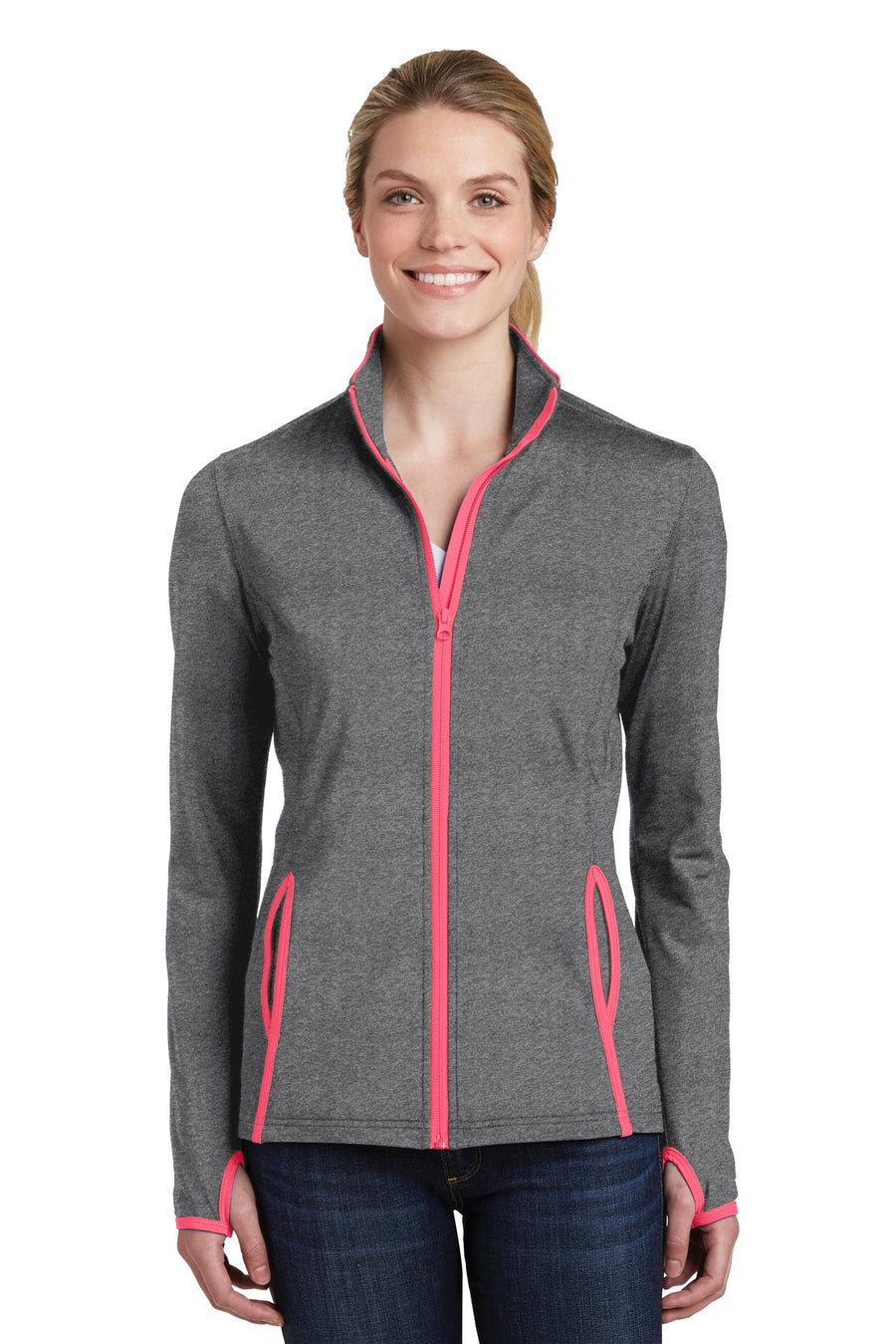 Sport-Tek ®  Women's Sport-Wick ®  Stretch Contrast Full-Zip Jacket.  LST853