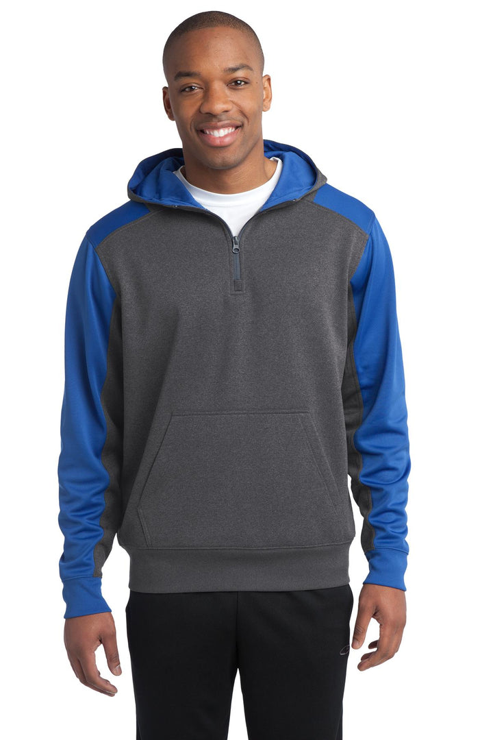 Sport-Tek ®   Tech Fleece Colorblock 1/4-Zip Hooded Sweatshirt. ST249