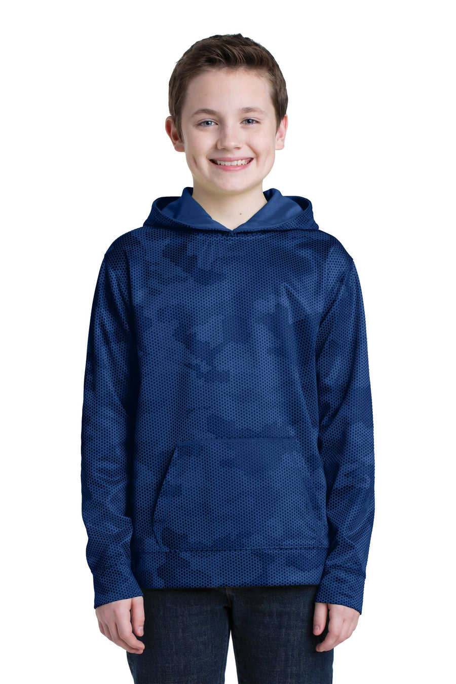 Sport-Tek ®  Youth Sport-Wick ®  CamoHex Fleece Hooded Pullover.  YST240