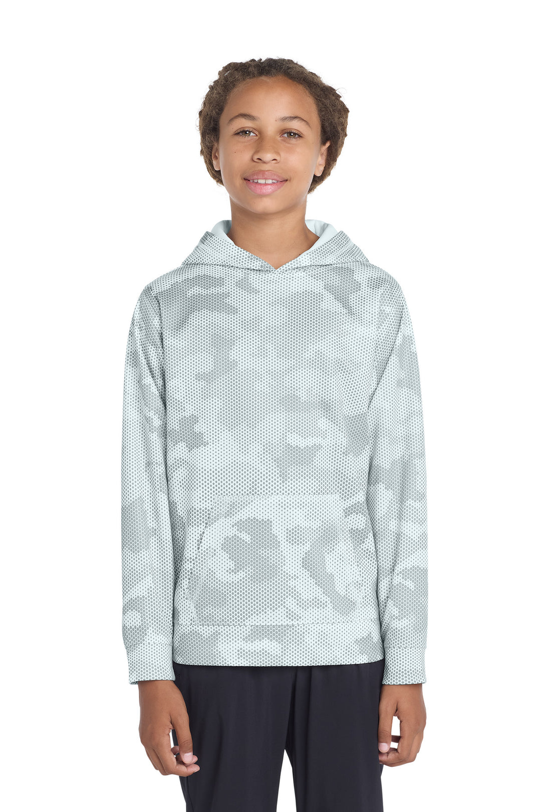 Sport-Tek ®  Youth Sport-Wick ®  CamoHex Fleece Hooded Pullover.  YST240