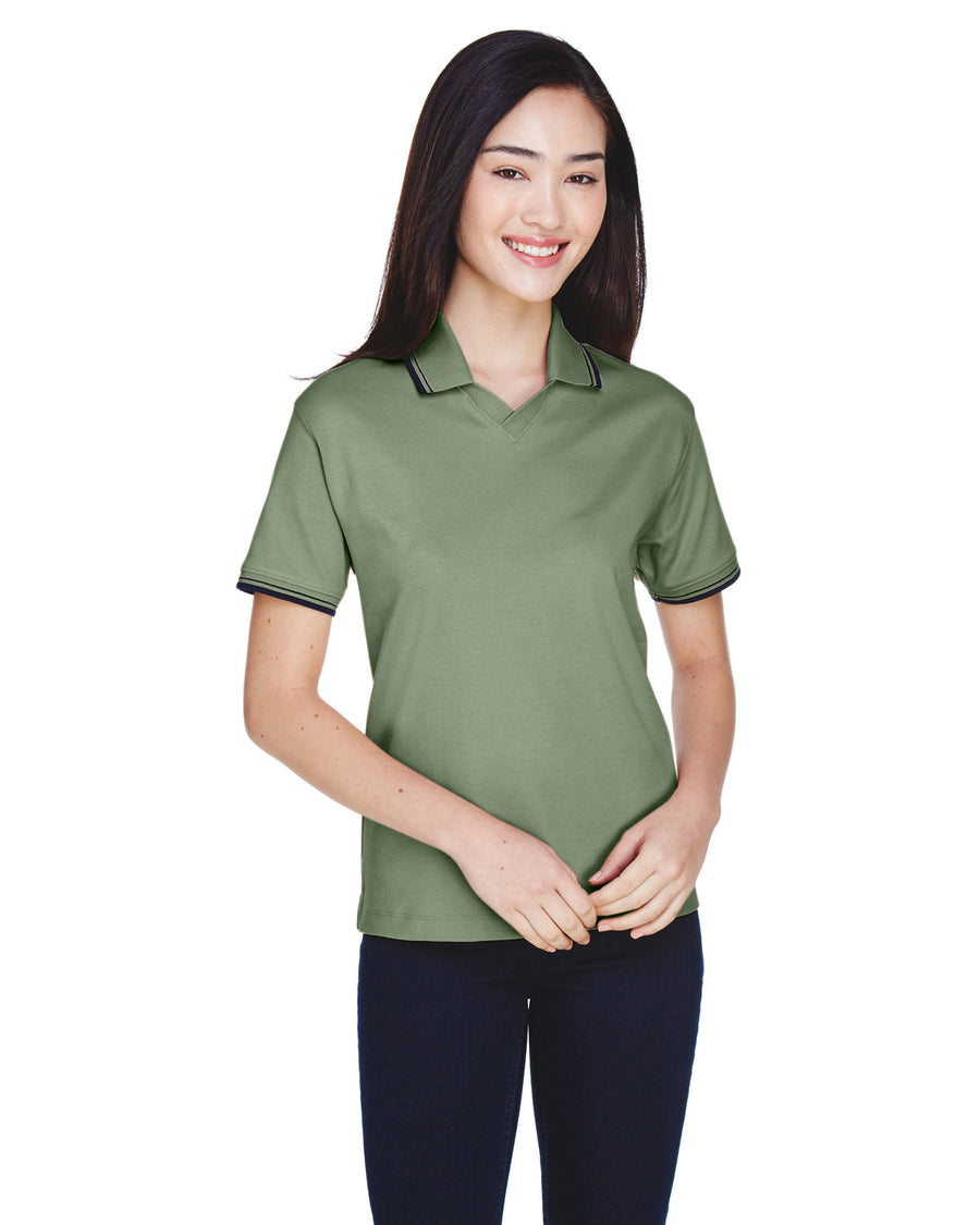 Ladies' Tipped Perfect Pima Interlock Polo