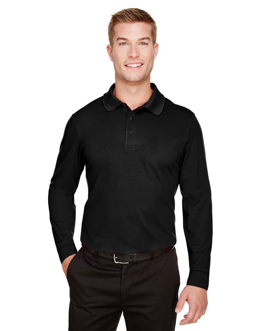 CrownLux Performance® Men's Plaited Long Sleeve Polo