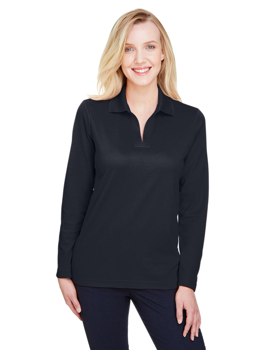 CrownLux Performance� Ladies' Plaited Long Sleeve Polo