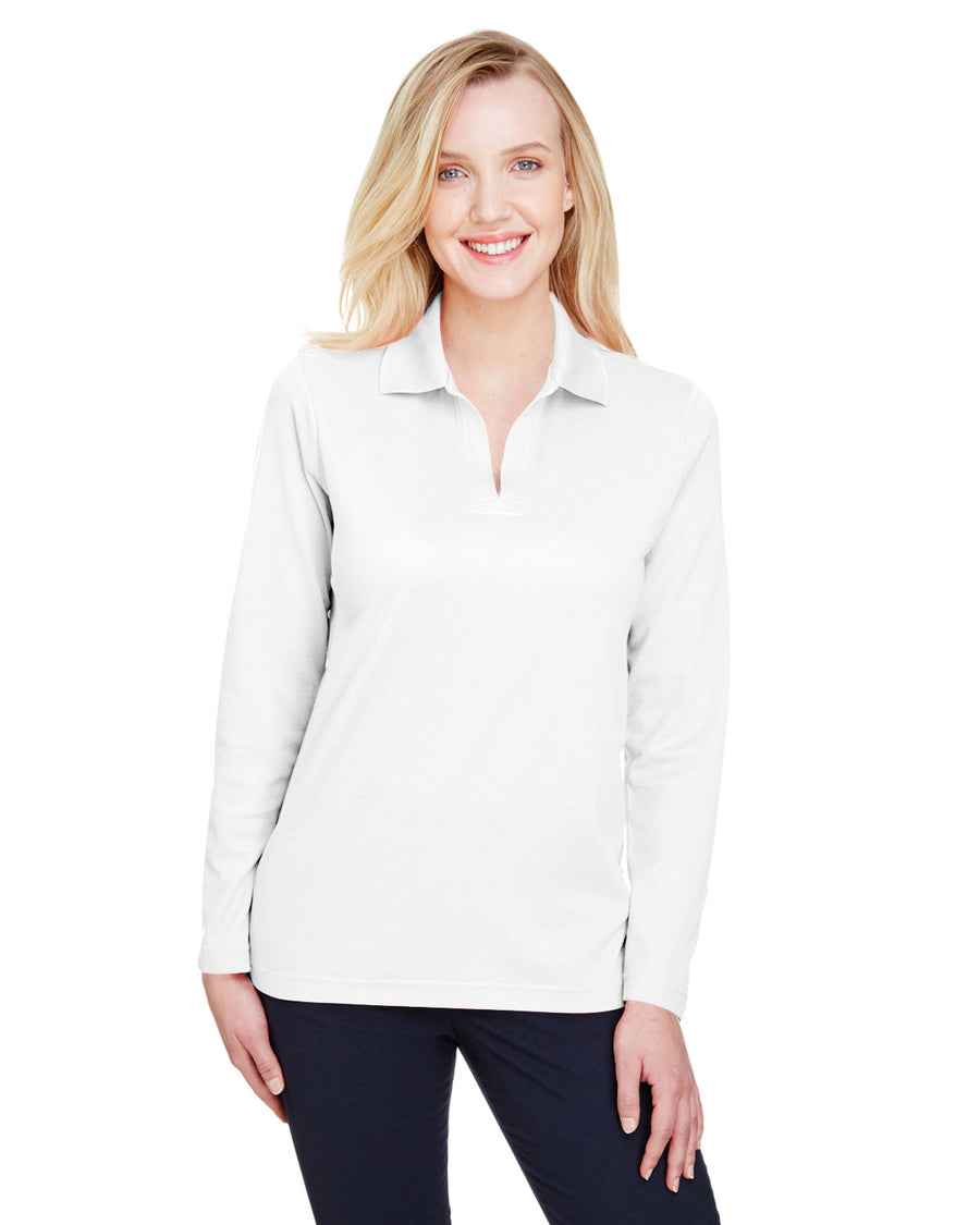 CrownLux Performance� Ladies' Plaited Long Sleeve Polo