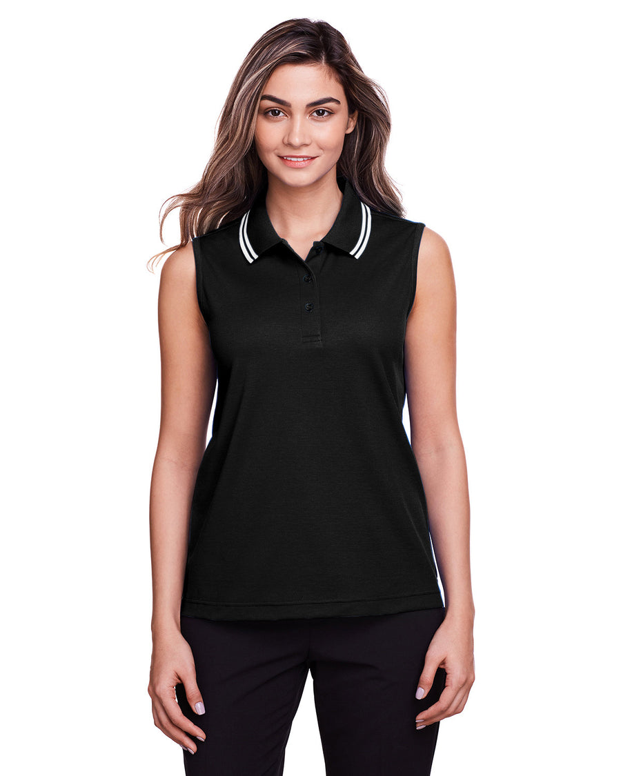 CrownLux Performance� Ladies' Plaited Tipped Sleeveless Polo