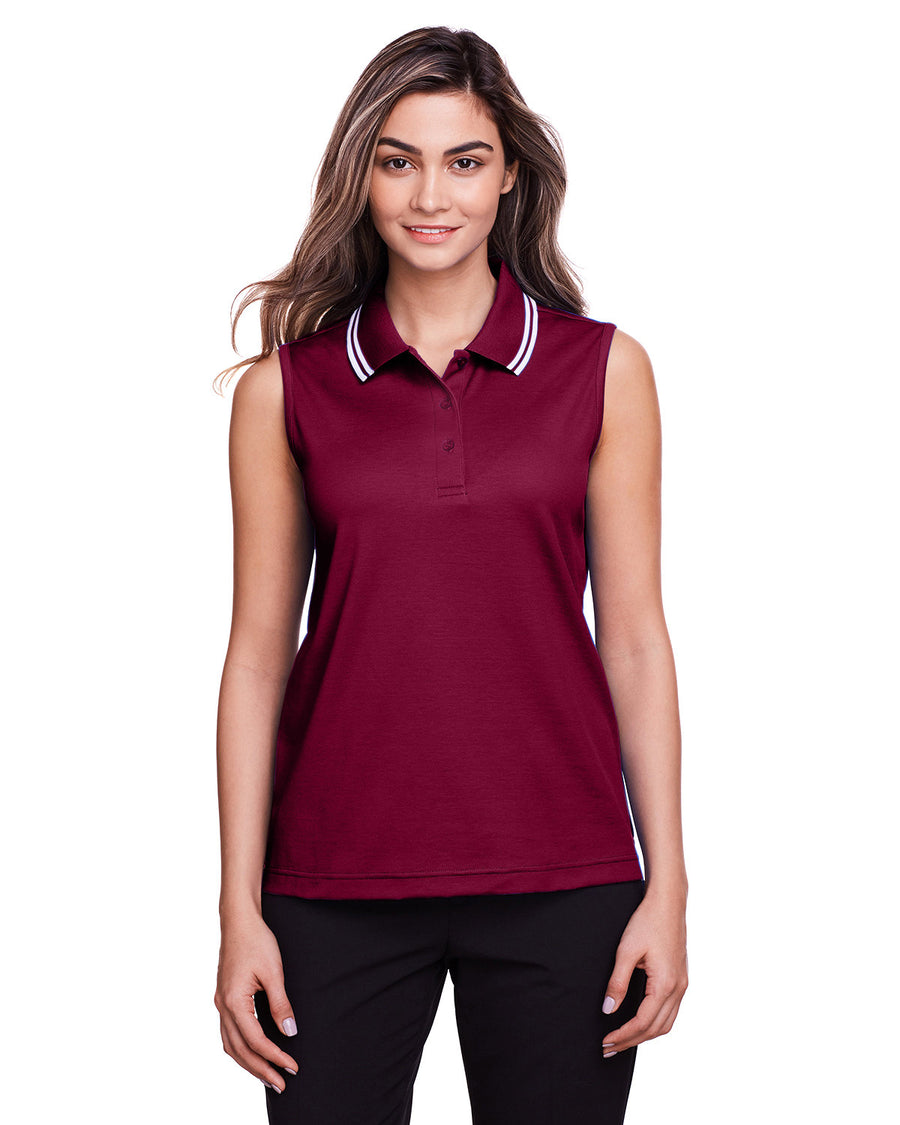 CrownLux Performance� Ladies' Plaited Tipped Sleeveless Polo