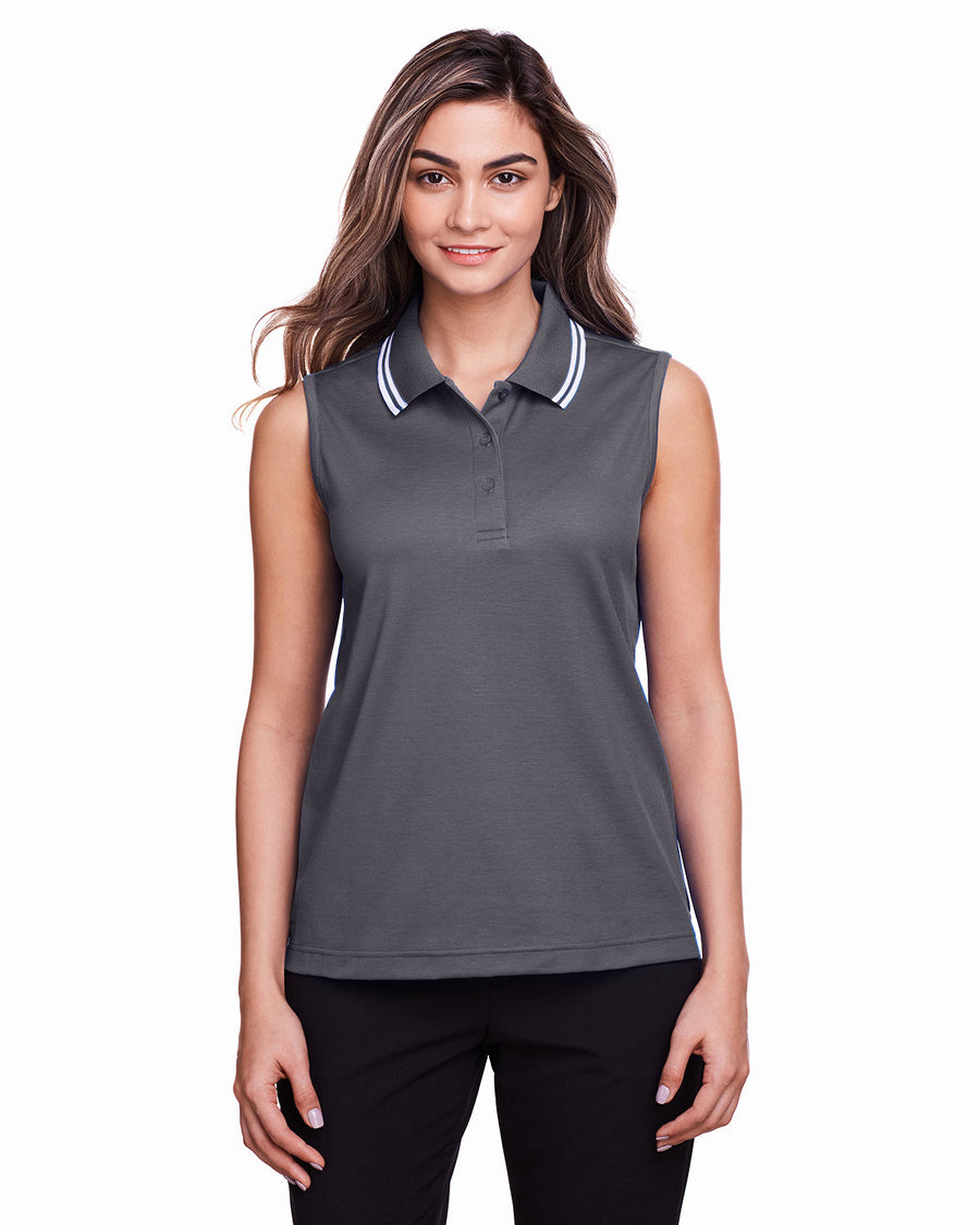 CrownLux Performance� Ladies' Plaited Tipped Sleeveless Polo