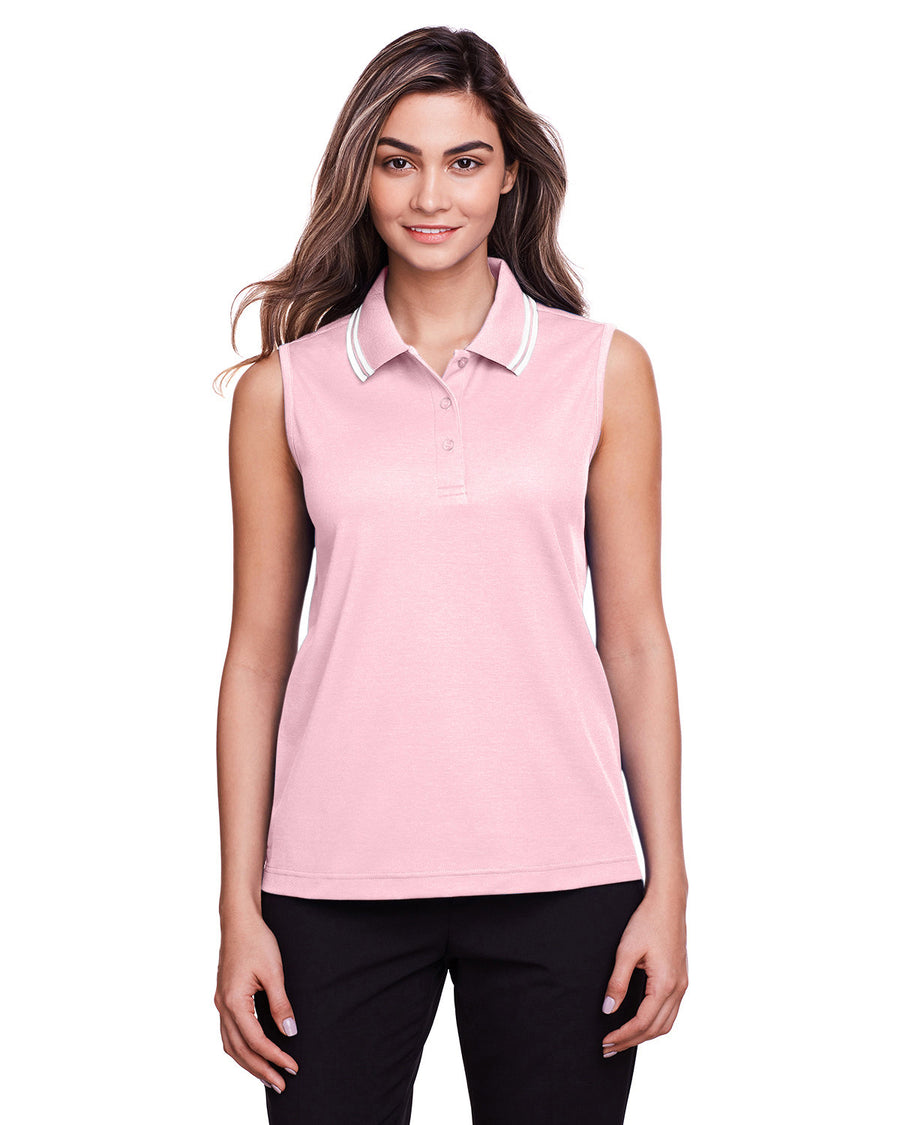 CrownLux Performance� Ladies' Plaited Tipped Sleeveless Polo