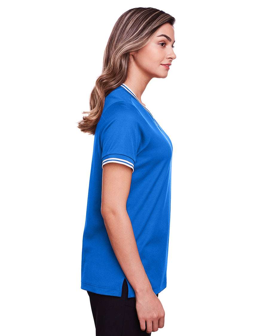 Ladies' CrownLux Performance™ Plaited Tipped V-Neck Polo